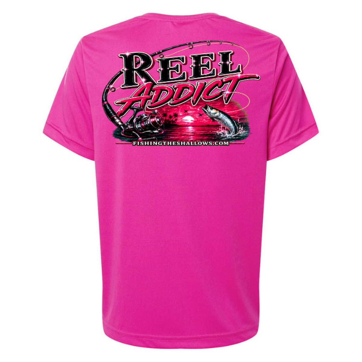Reel Addict Pink – Women's Short Sleeve - Bright Magenta - Back
