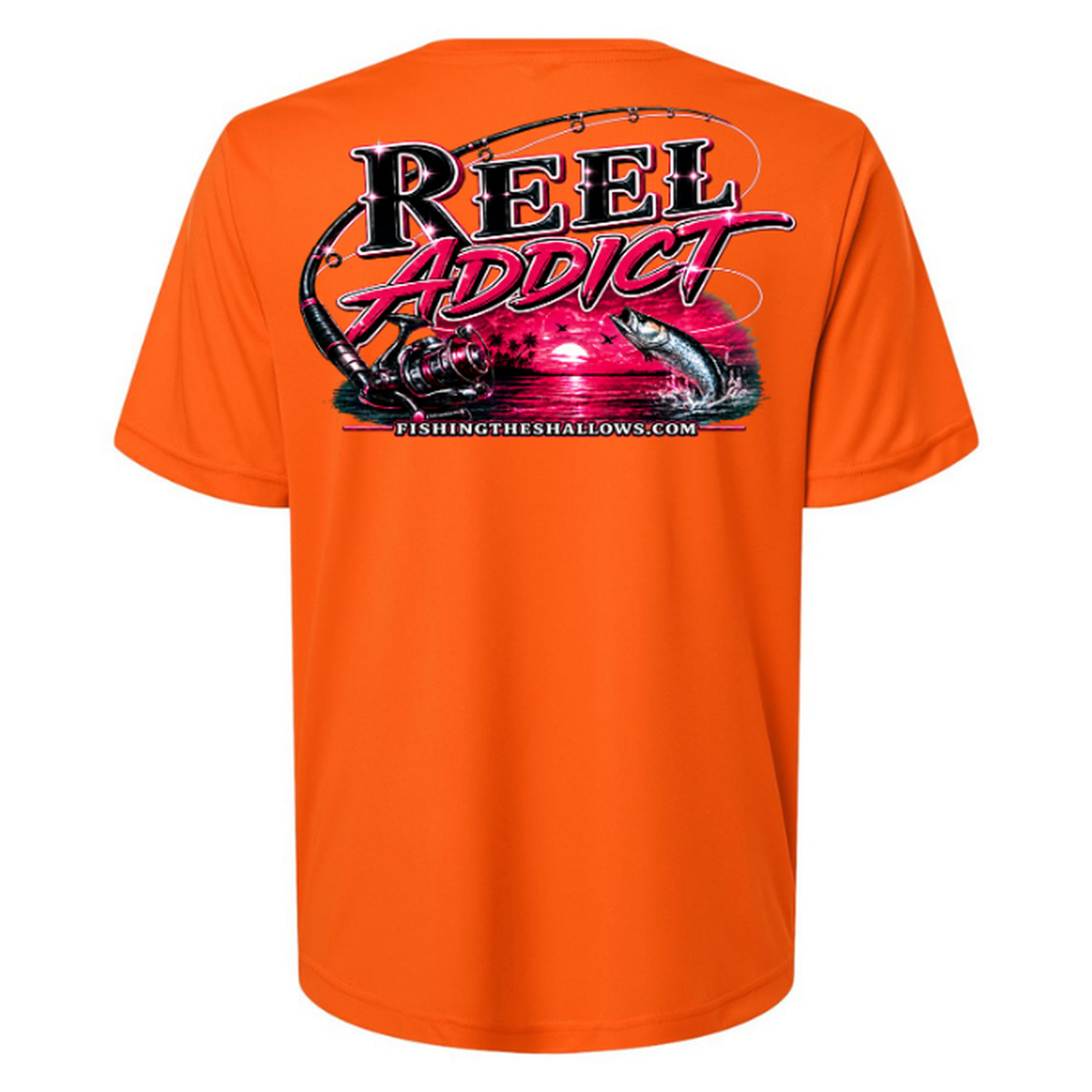 Reel Addict Pink – Women's Short Sleeve - Campus Orange - Back