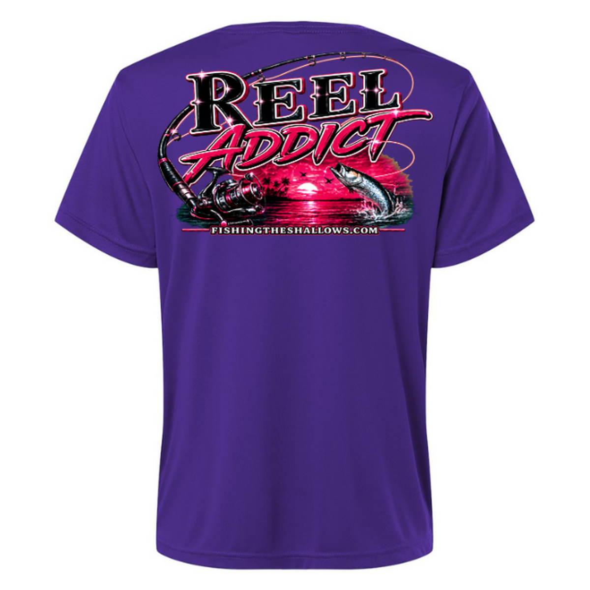 Reel Addict Pink – Women's Short Sleeve - Campus Purple - Back