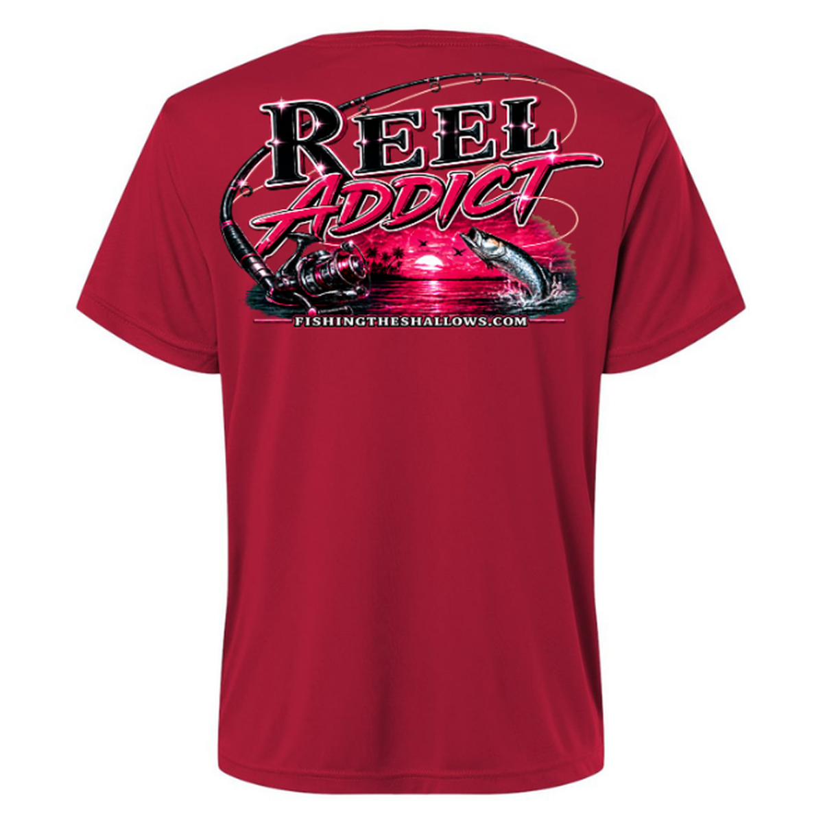 Reel Addict Pink – Women's Short Sleeve - Classic Red - Back
