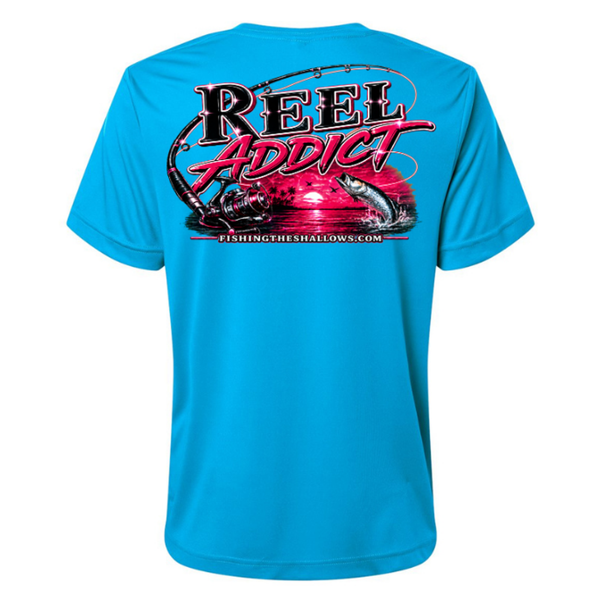 Reel Addict Pink – Women's Short Sleeve - Electric Blue - Back