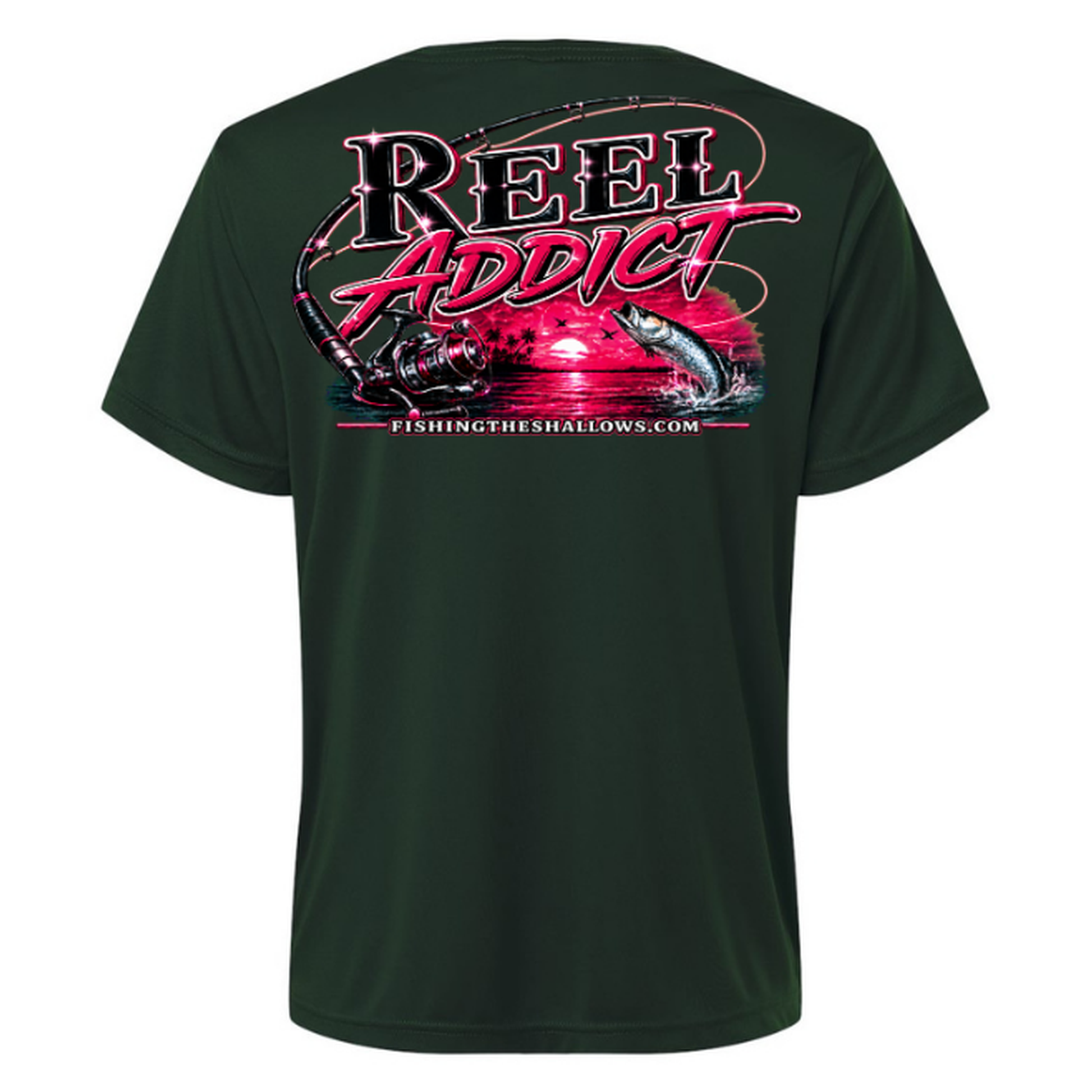 Reel Addict Pink – Women's Short Sleeve - Forest - Back