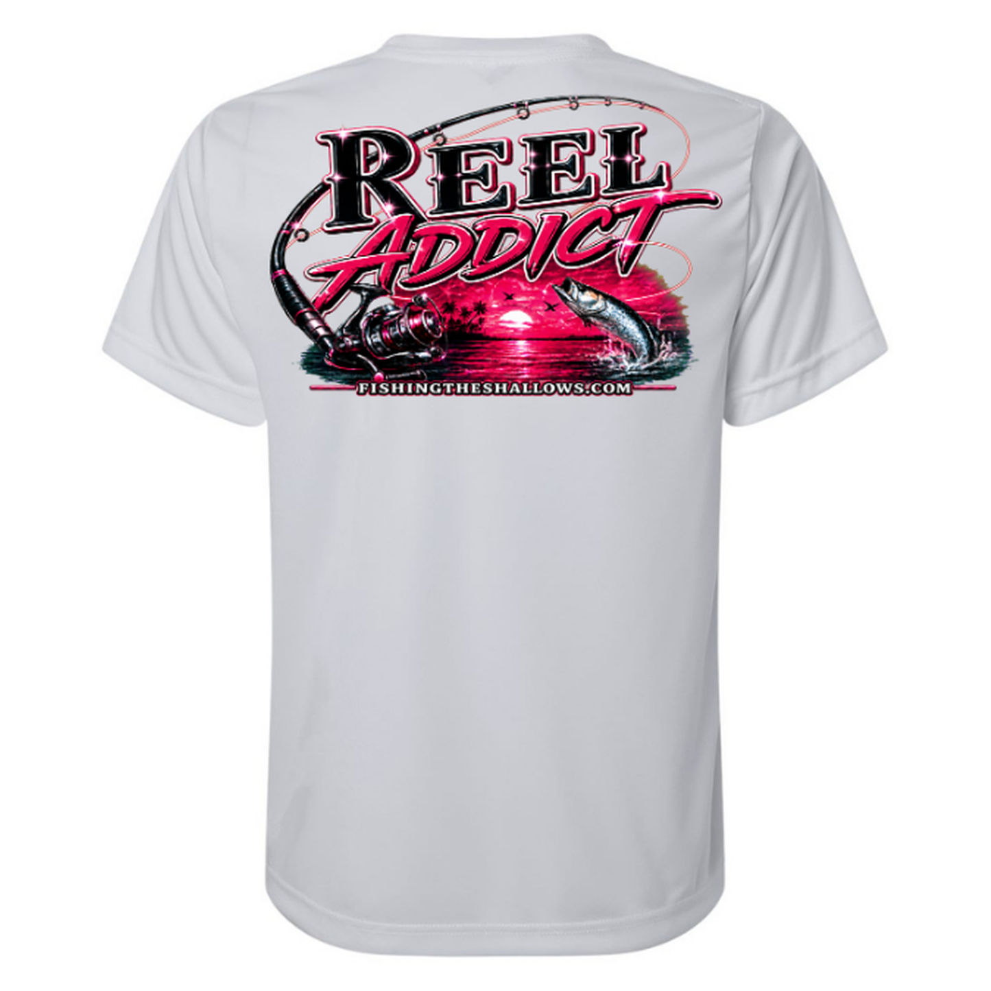 Reel Addict Pink – Women's Short Sleeve - Platinum - Back