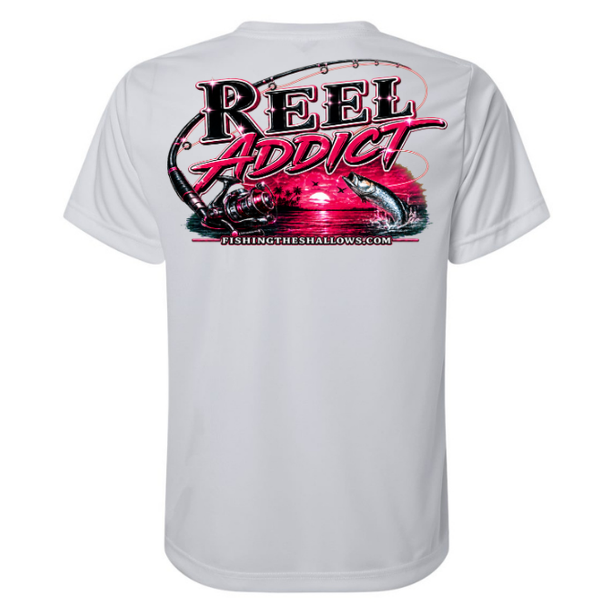 Reel Addict Pink – Women's Short Sleeve - Platinum - Back