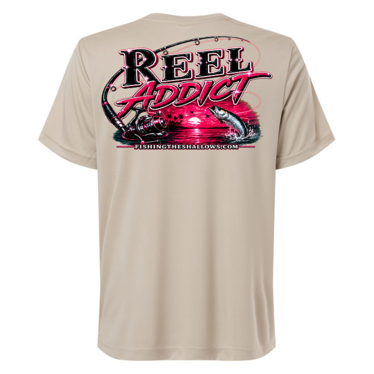 Reel Addict Pink – Women's Short Sleeve - Stone - Back