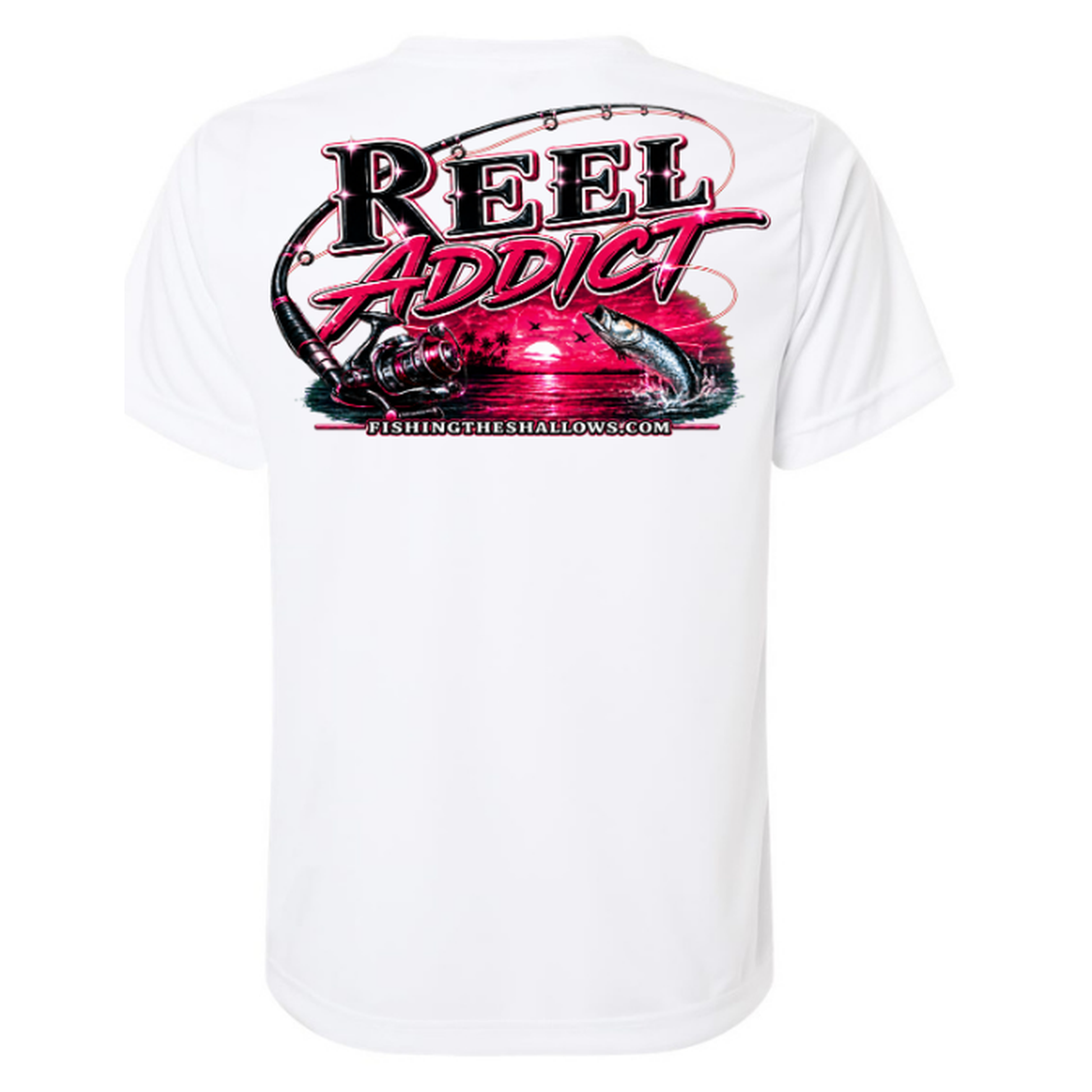 Reel Addict Pink – Women's Short Sleeve - White - Back