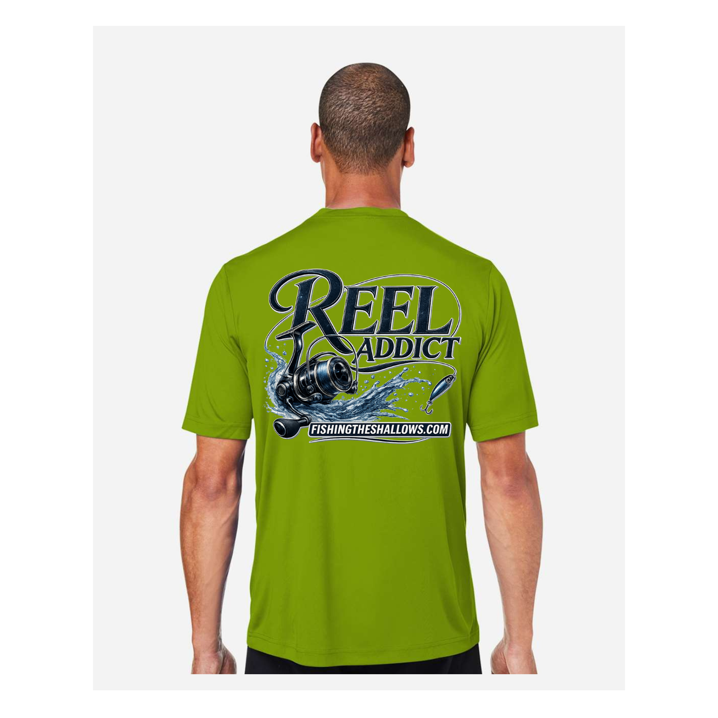 Reel Addict – Men's Short Sleeve - Acid Green - Back