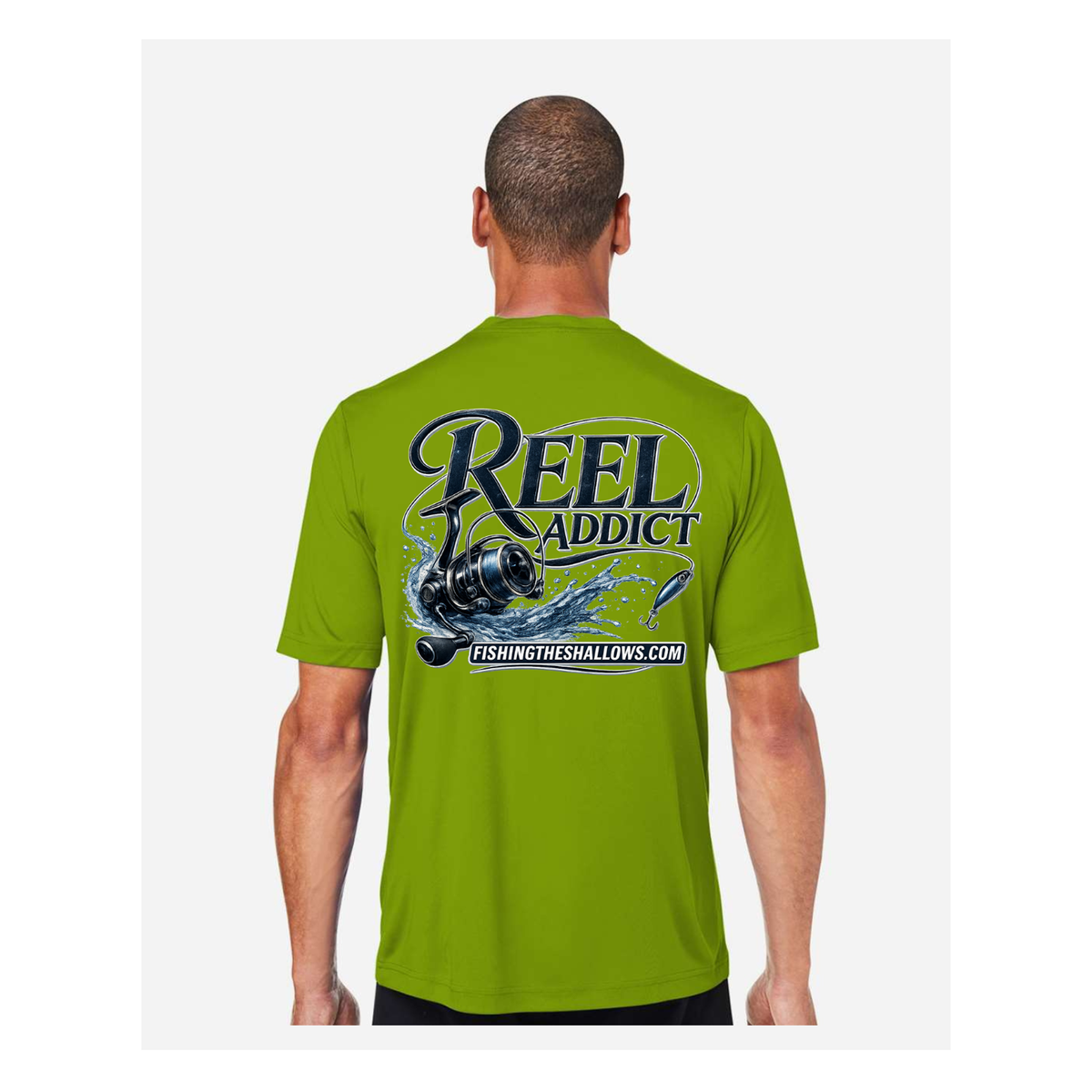 Reel Addict – Men's Short Sleeve - Acid Green - Back