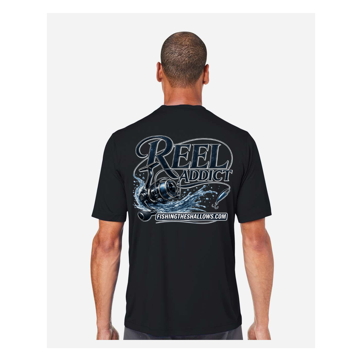 Reel Addict – Men's Short Sleeve - Black - Back