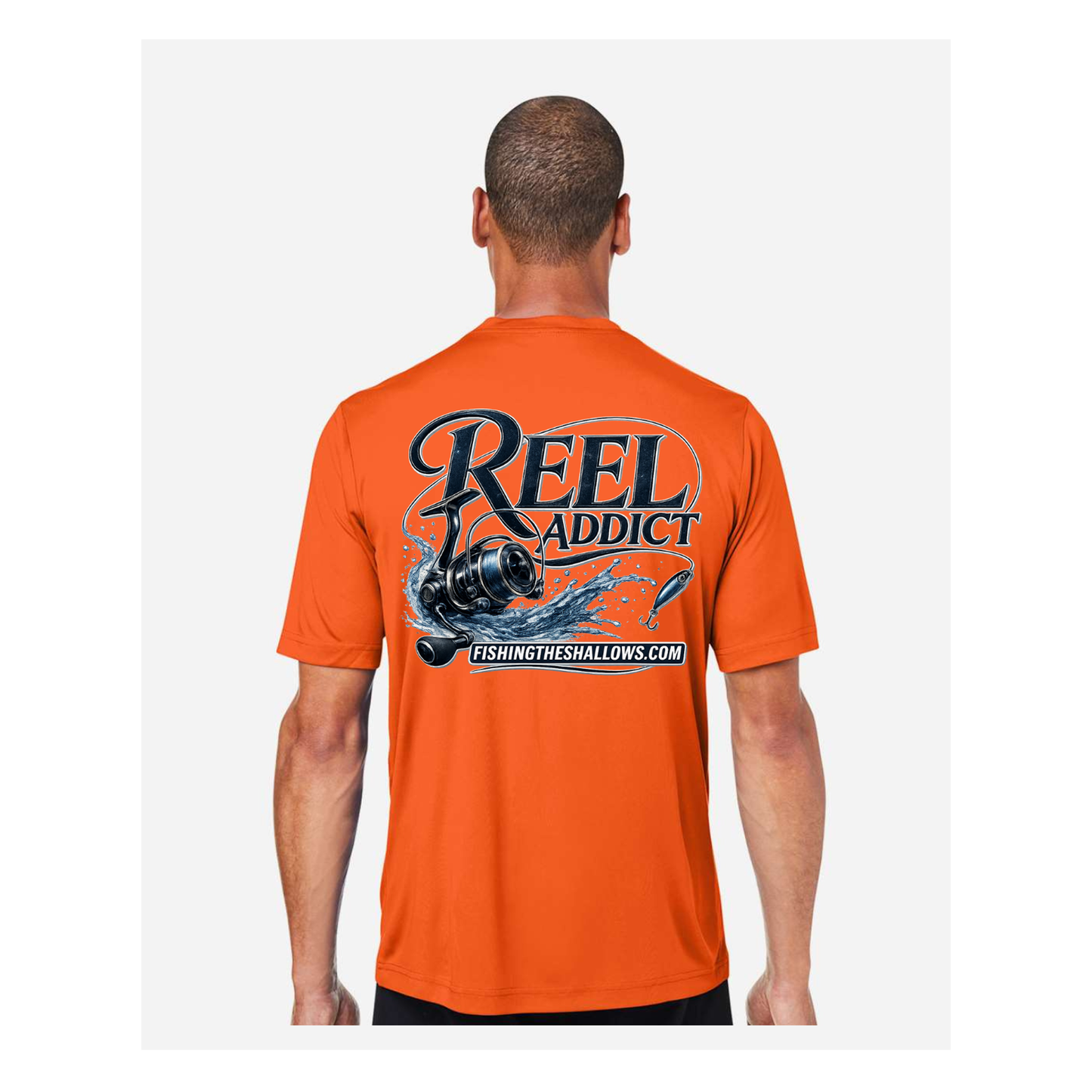 Reel Addict – Men's Short Sleeve - Campus Orange - Back