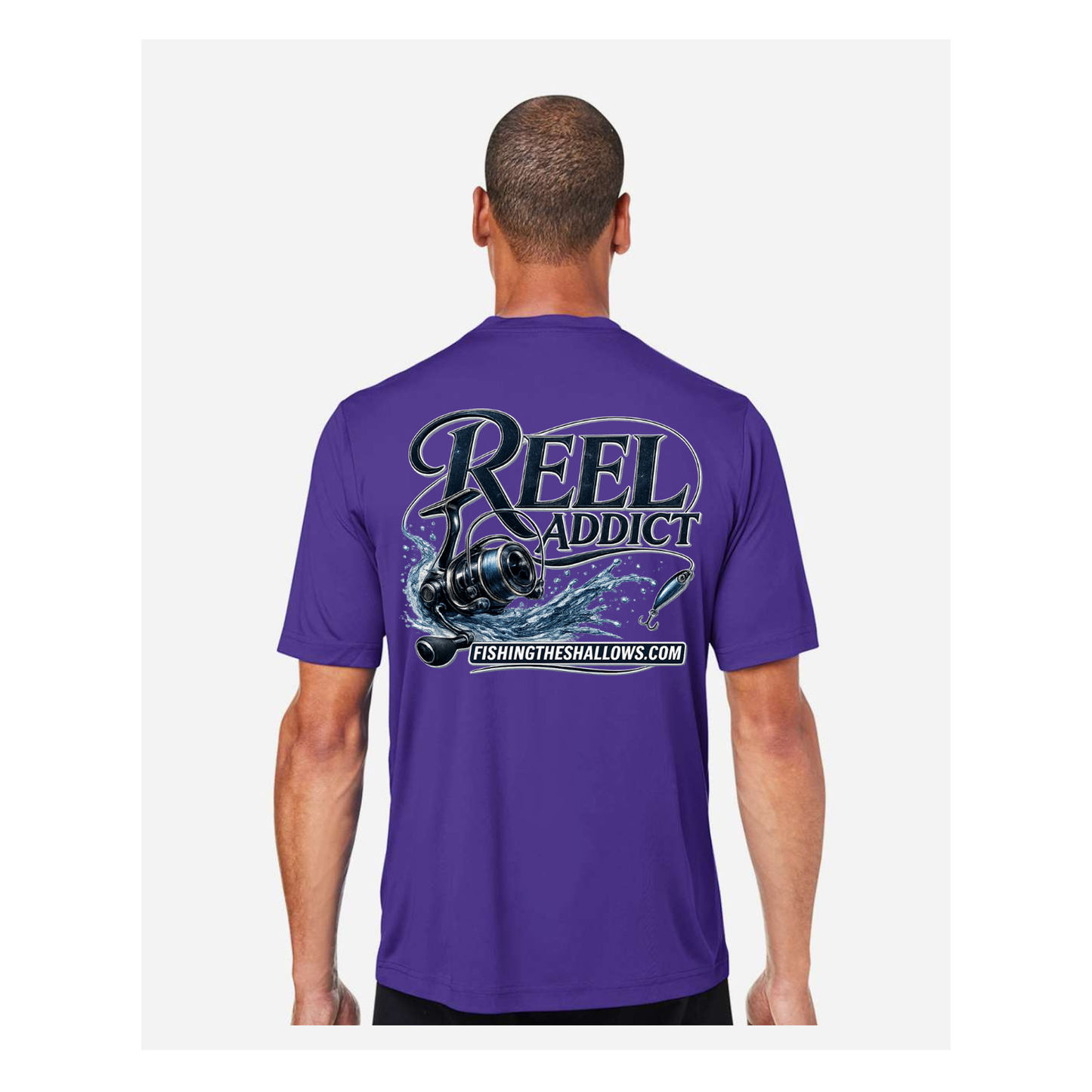 Reel Addict – Men's Short Sleeve - Campus Purple - Back