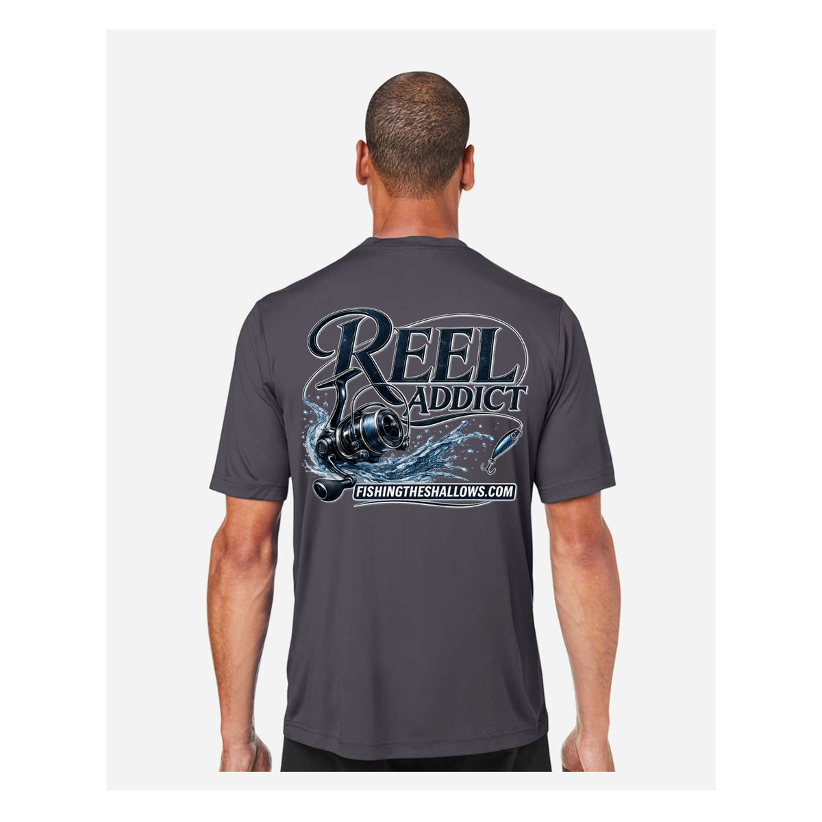 Reel Addict – Men's Short Sleeve - Carbon - Back