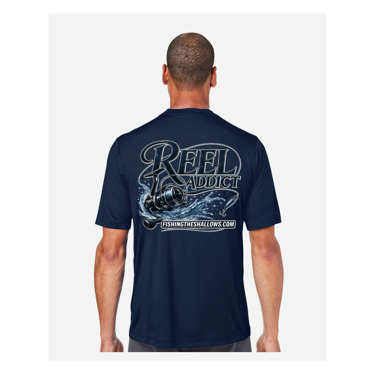 Reel Addict – Men's Short Sleeve - Classic Navy - Back
