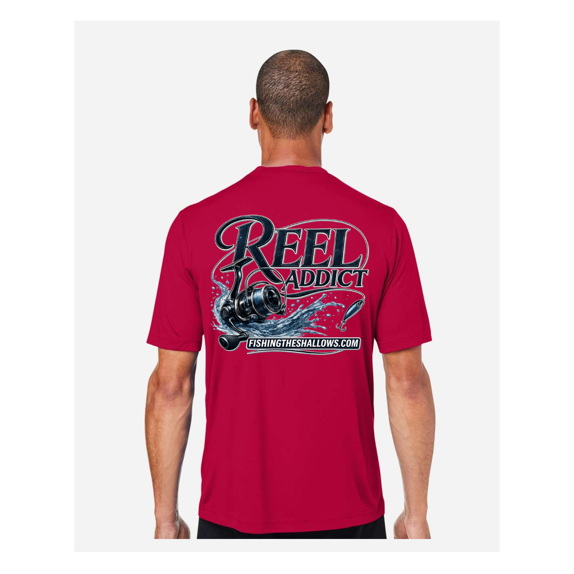 Reel Addict – Men's Short Sleeve - Classic Red - Back