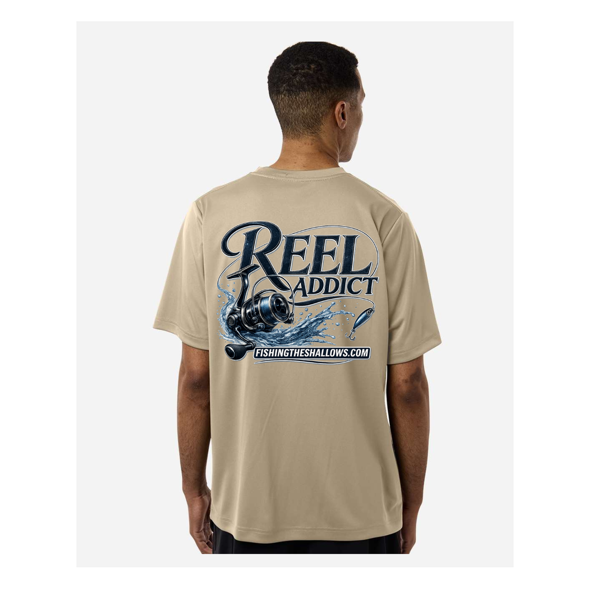 Reel Addict – Men's Short Sleeve - Desert Kahki - Back