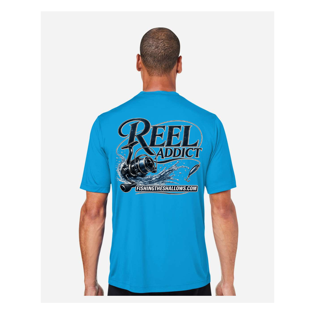 Reel Addict – Men's Short Sleeve - Electric Blue - Back