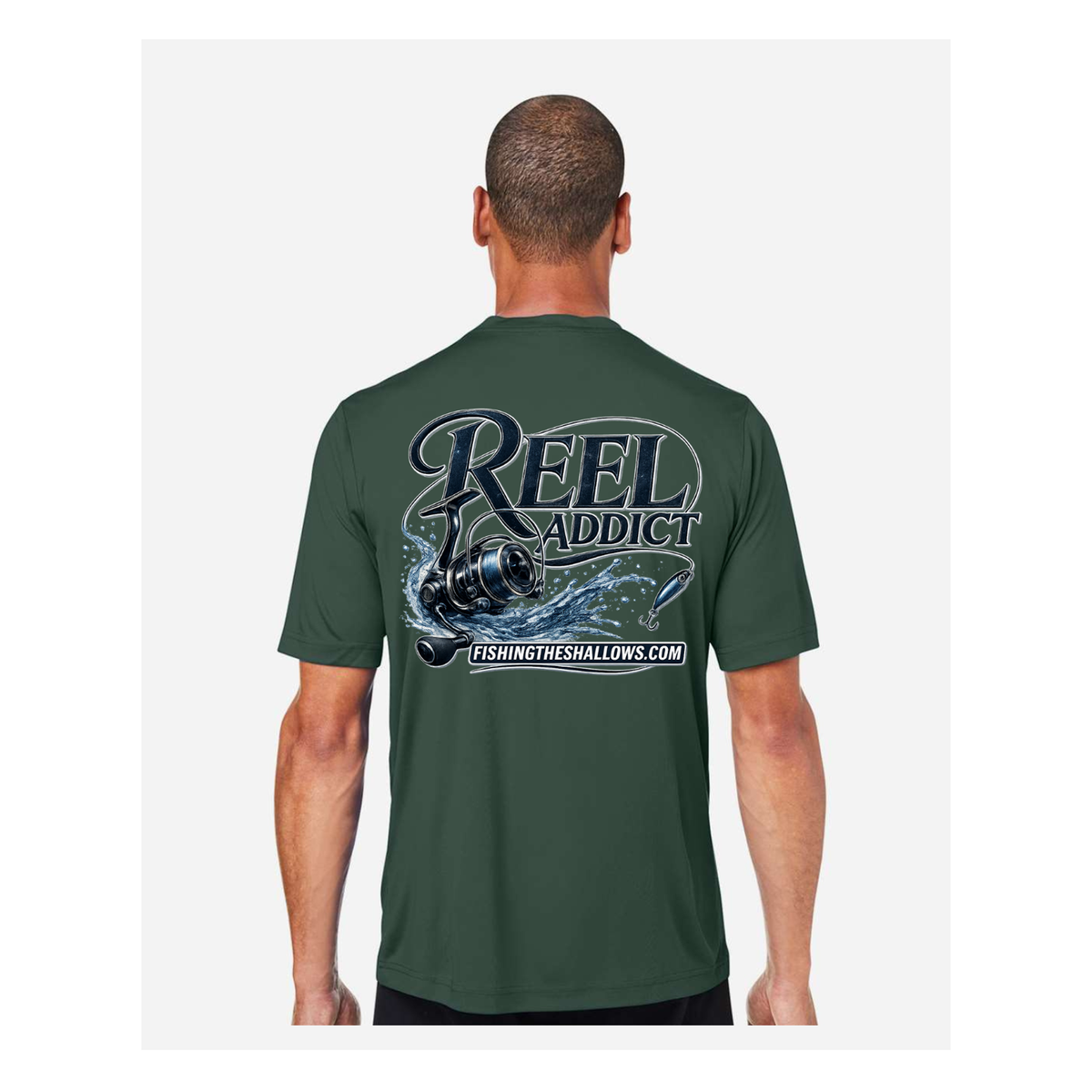 Reel Addict – Men's Short Sleeve - Forest - Back