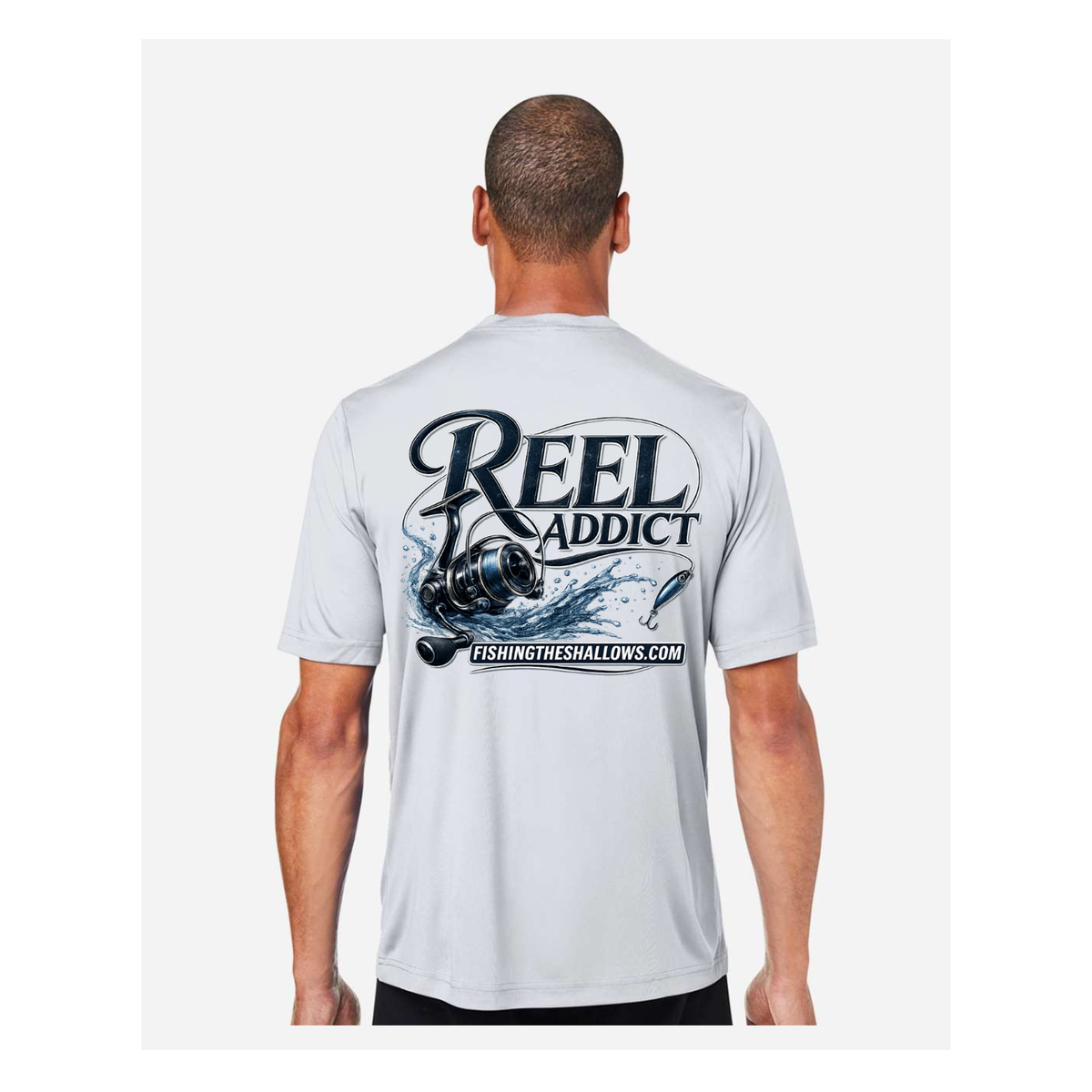 Reel Addict – Men's Short Sleeve - Platinum - Back