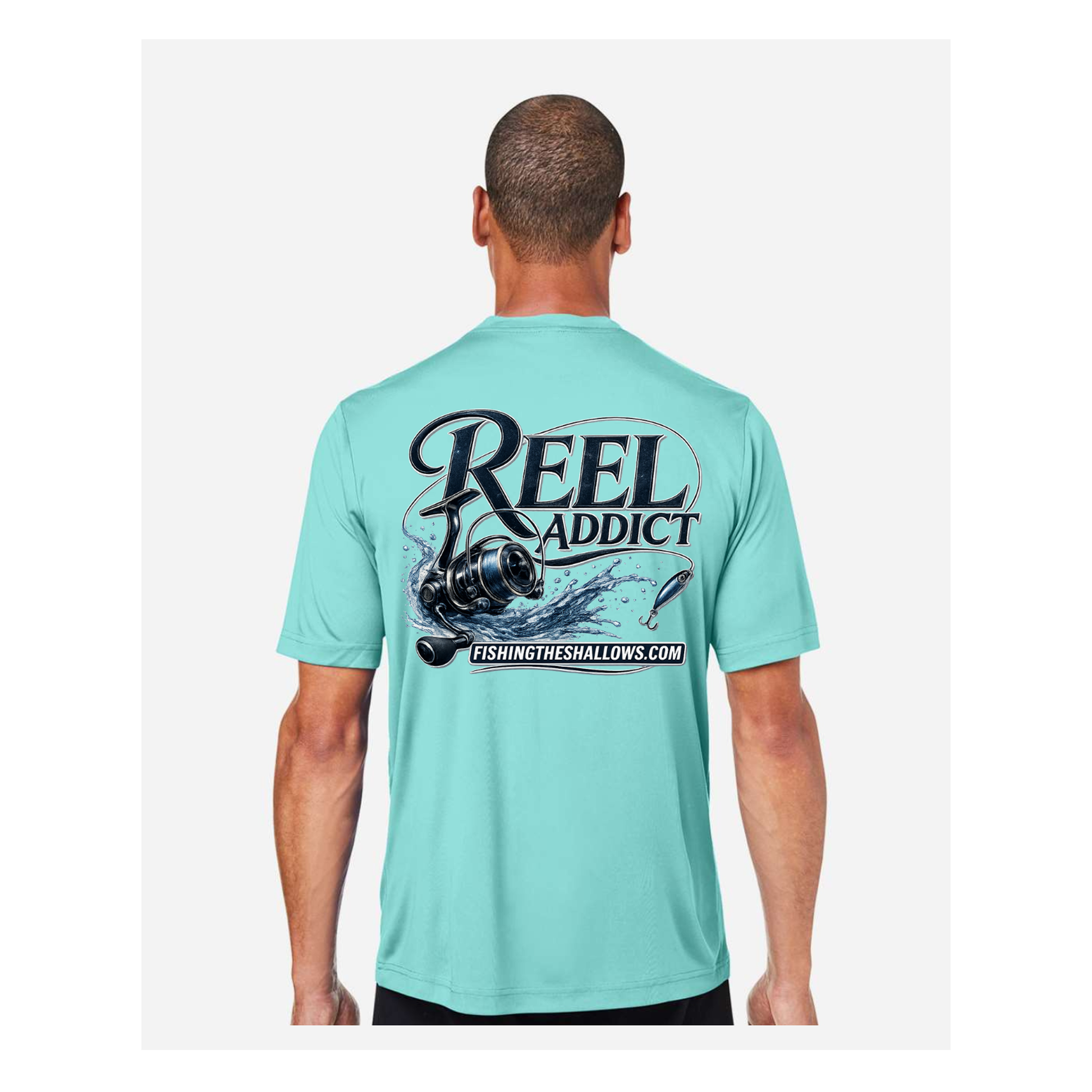 Reel Addict – Men's Short Sleeve - Sea Glass - Back