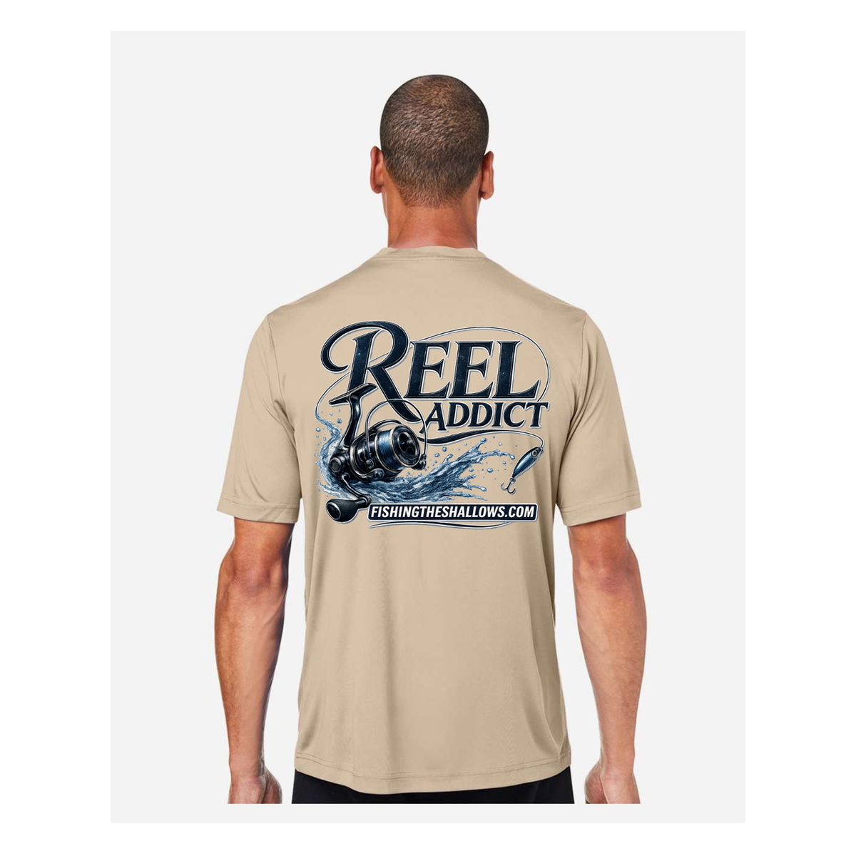 Reel Addict – Men's Short Sleeve - Stone - Back