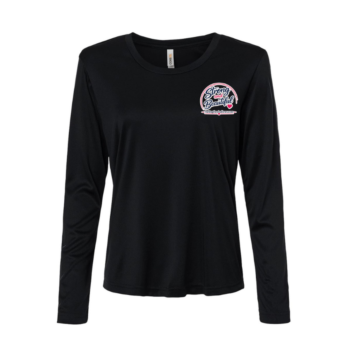 Strong & Beautiful LS in Black, front view - womens long sleeve performance fishing shirt by Fishing The Shallows