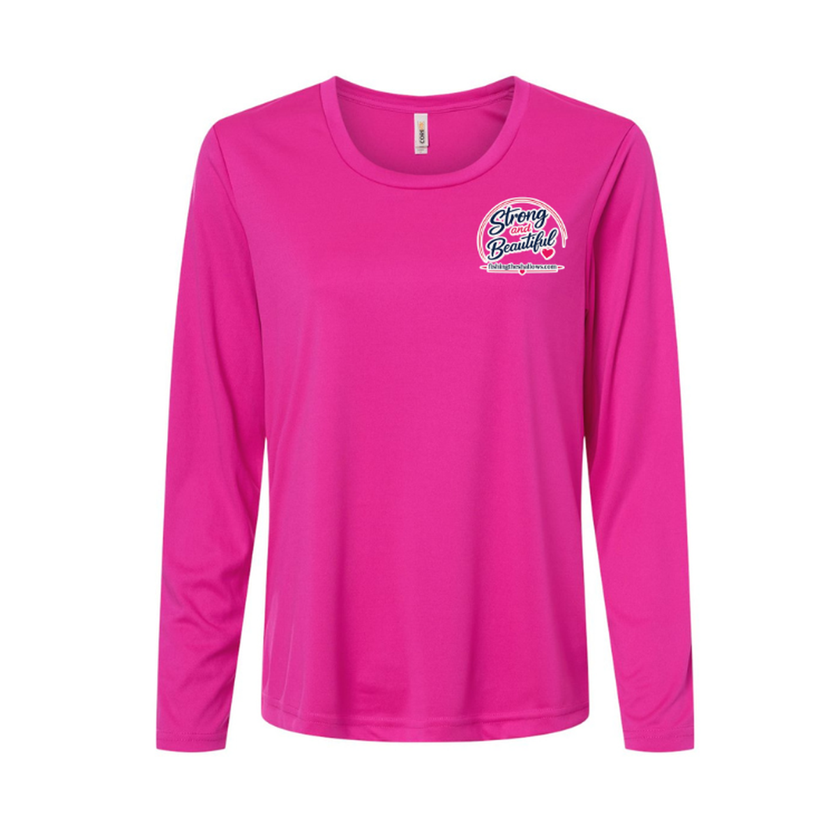 Strong & Beautiful LS in Bright Magenta, front view - womens long sleeve performance fishing shirt by Fishing The Shallows