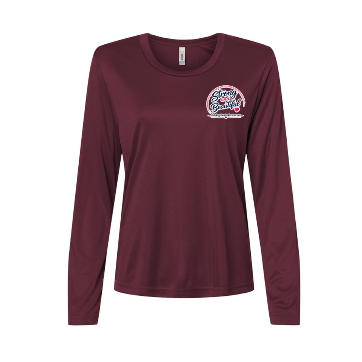 Strong & Beautiful LS in Burgundy, front view - womens long sleeve performance fishing shirt by Fishing The Shallows