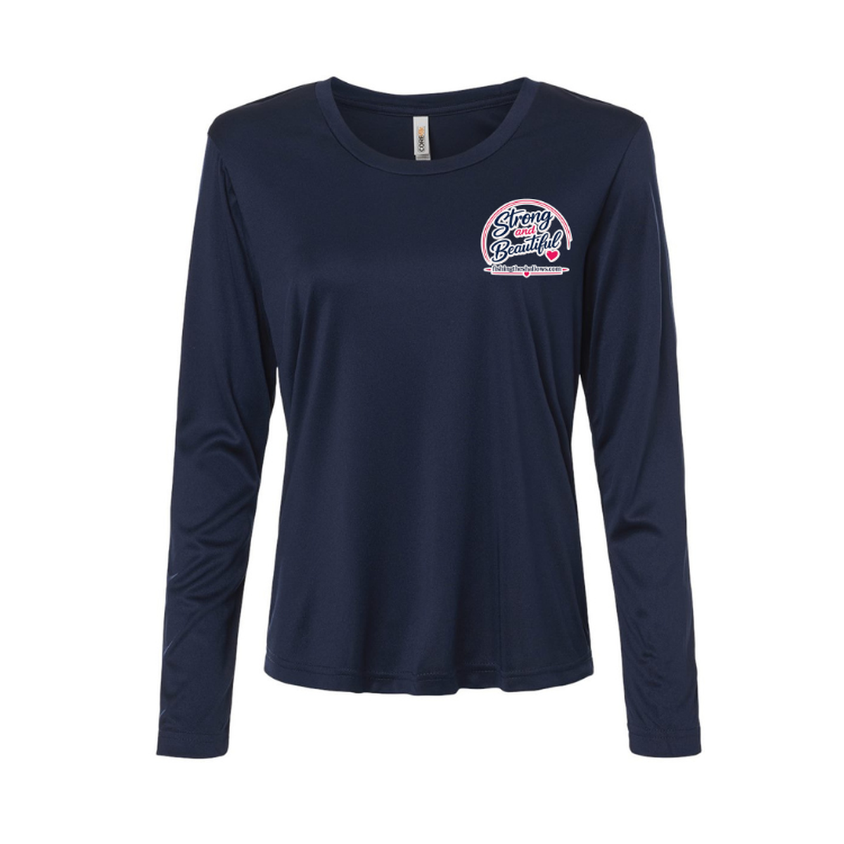 Strong & Beautiful LS in Classic Navy, front view - womens long sleeve performance fishing shirt by Fishing The Shallows