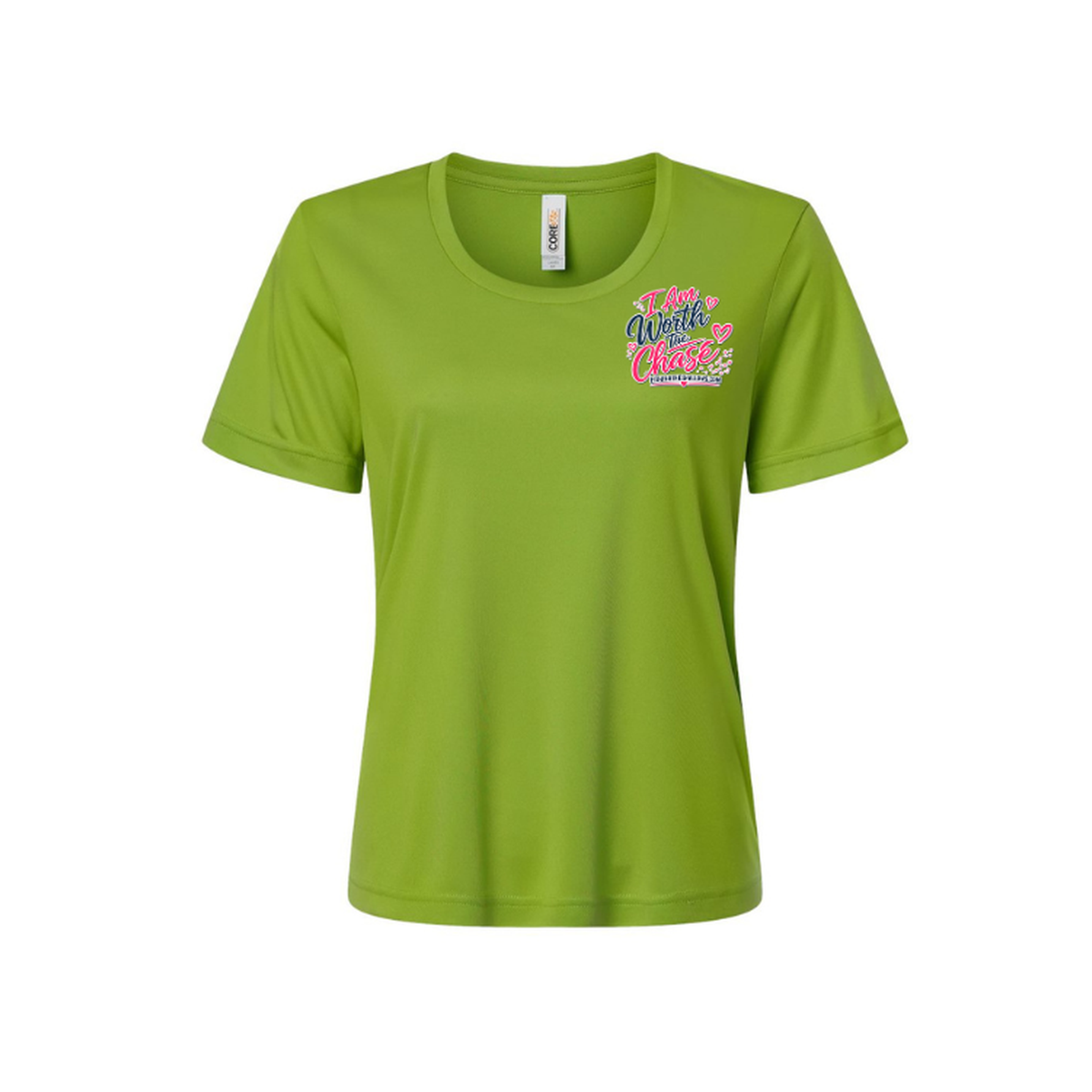 Worth It SS in Acid Green, front view - womens short sleeve performance fishing shirt by Fishing The Shallows