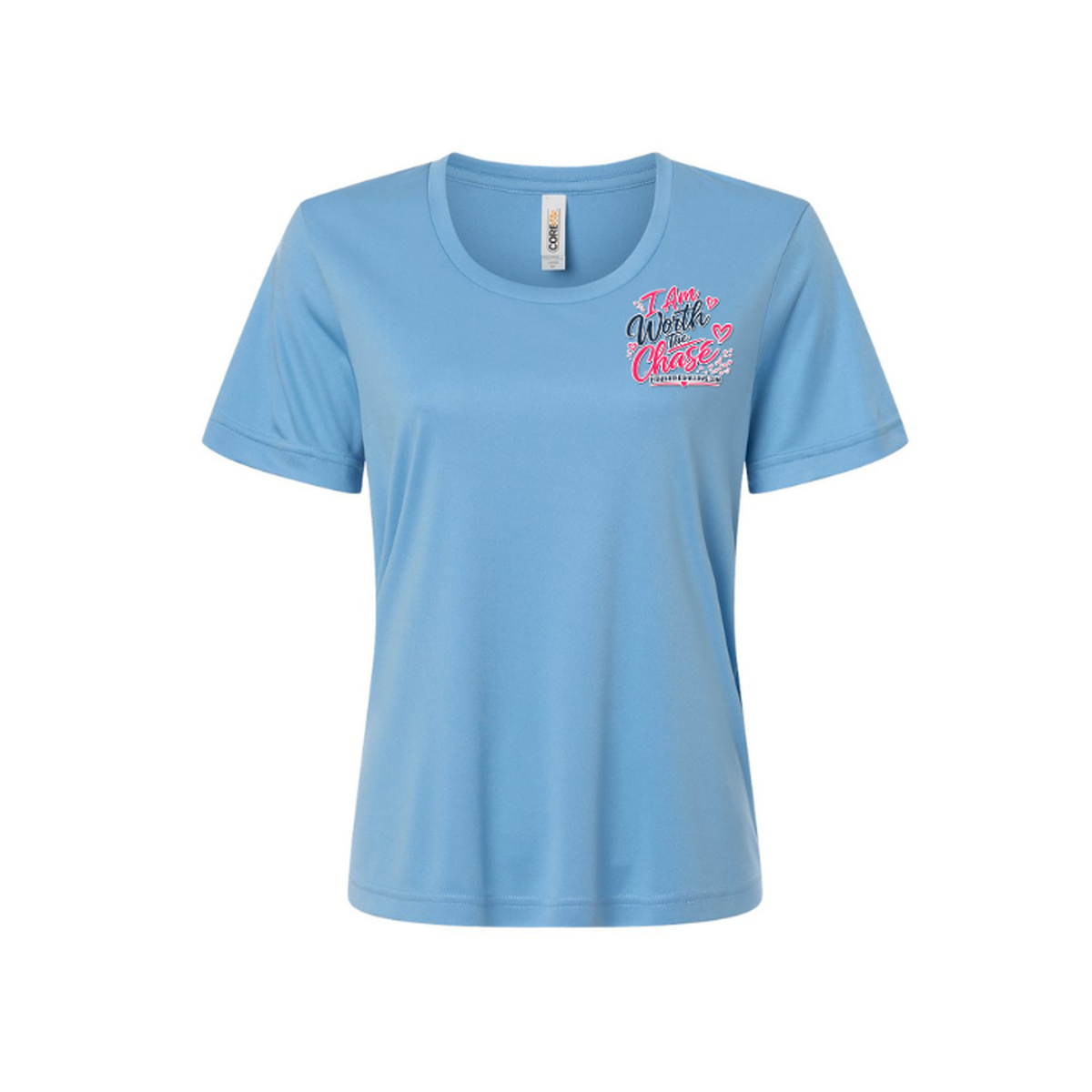 Worth It SS in Columbia Blue, front view - womens short sleeve performance fishing shirt by Fishing The Shallows