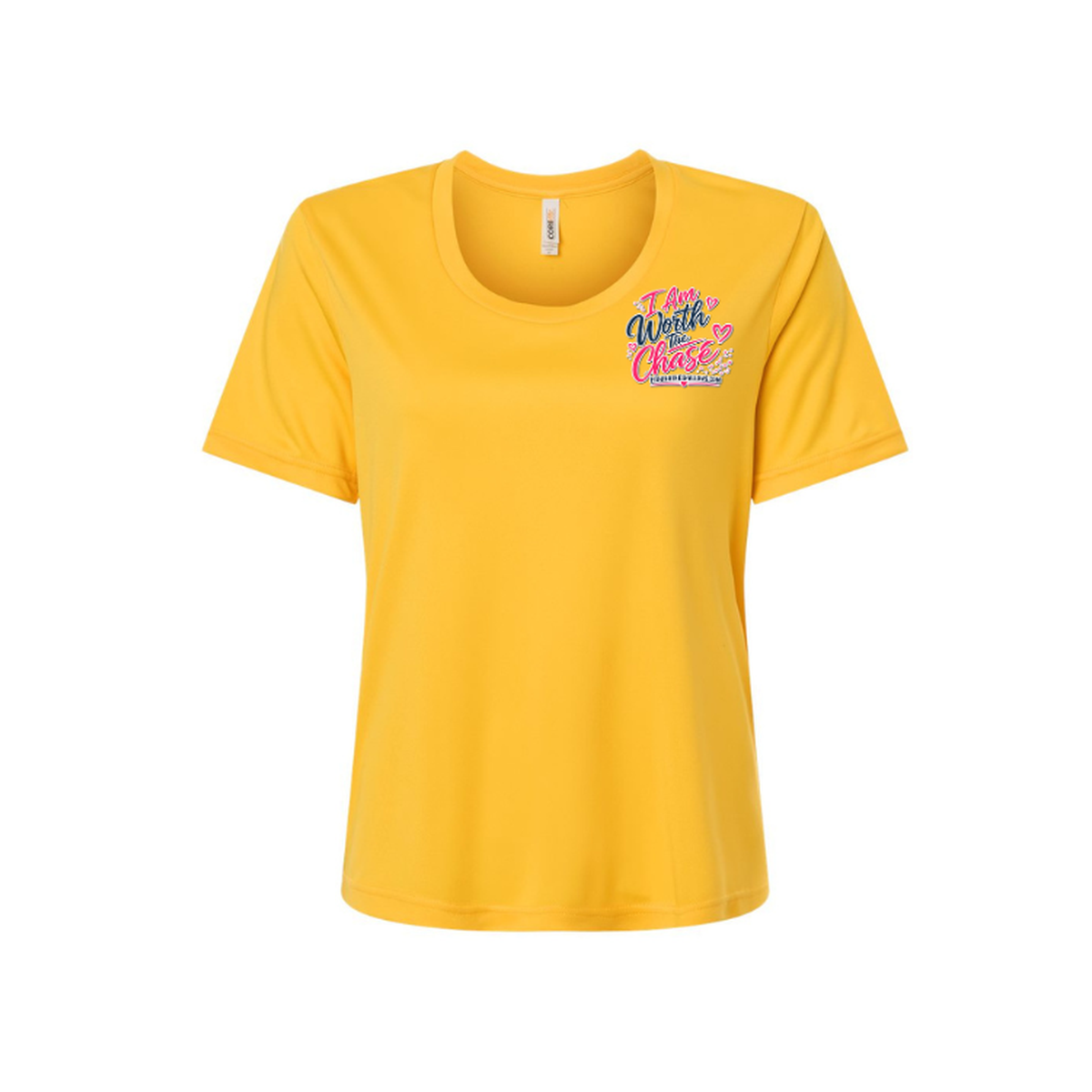 Worth It SS in Campus Gold, front view - womens short sleeve performance fishing shirt by Fishing The Shallows