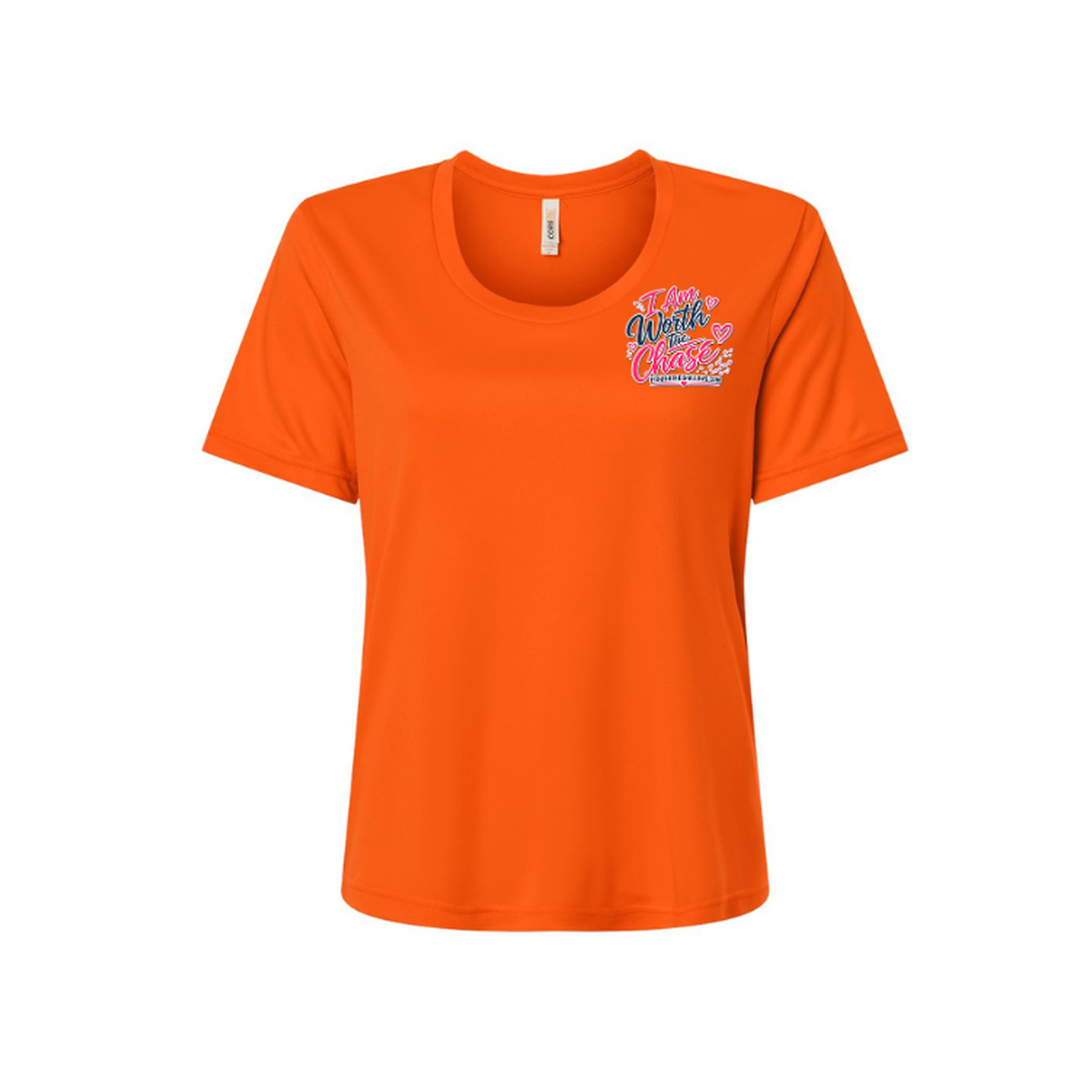 Worth It SS in Campus Orange, front view - womens short sleeve performance fishing shirt by Fishing The Shallows