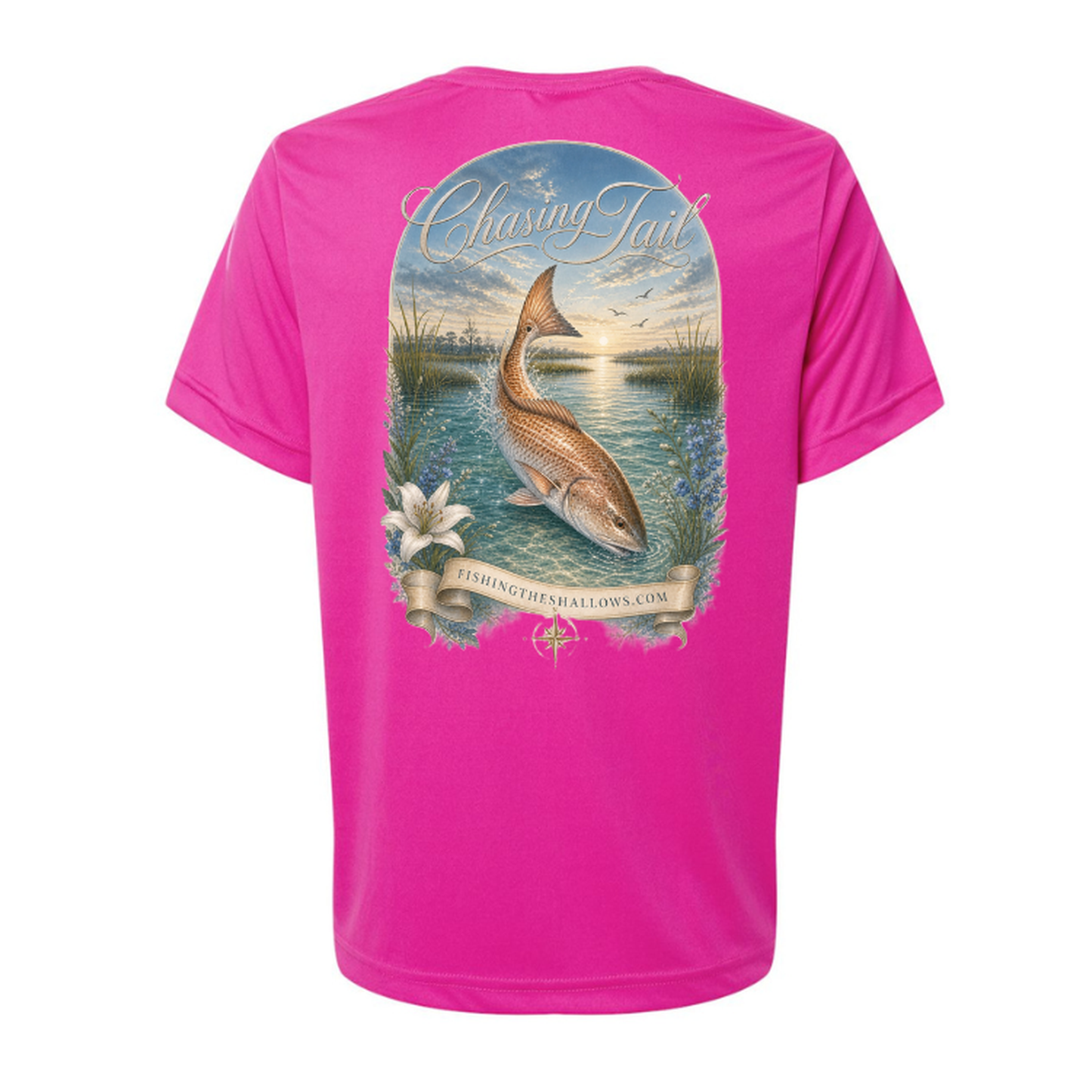 Diving Redfish – Women's Short Sleeve in Bright Magenta - back view