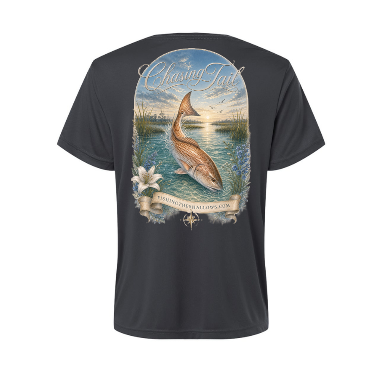 Diving Redfish – Women's Short Sleeve in Carbon - back view
