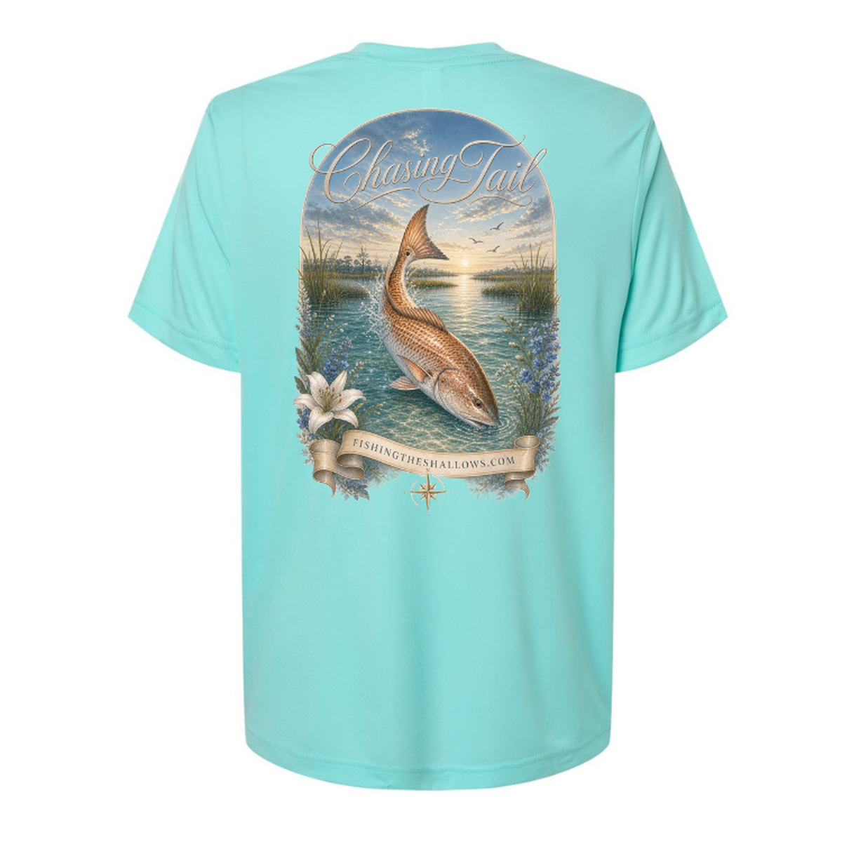 Diving Redfish – Women's Short Sleeve in Sea Glass - back view