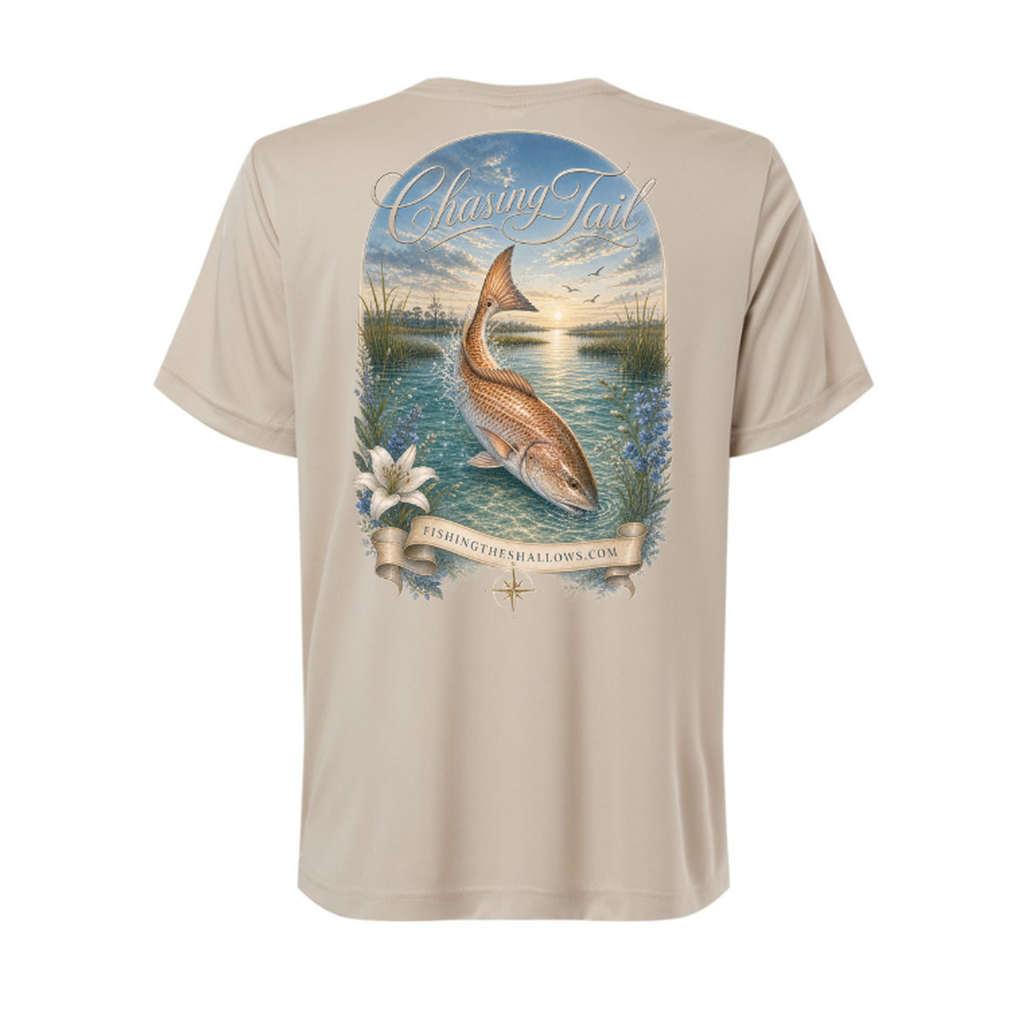 Diving Redfish – Women's Short Sleeve in Stone - back view