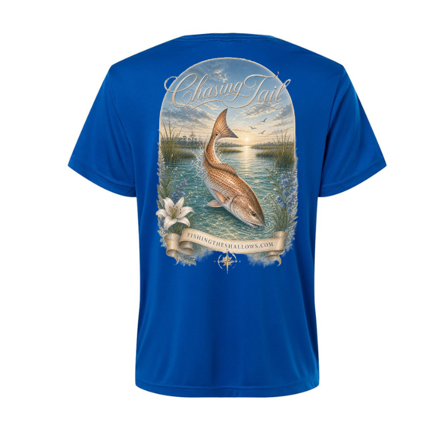 Diving Redfish – Women's Short Sleeve in True Royal - back view