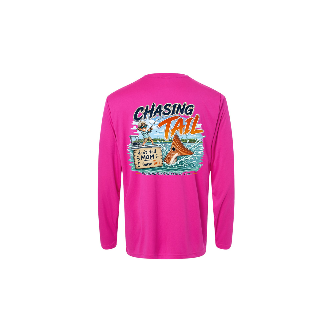 Youth Chasing Tail – Youth Long Sleeve in Bright Magenta - back view