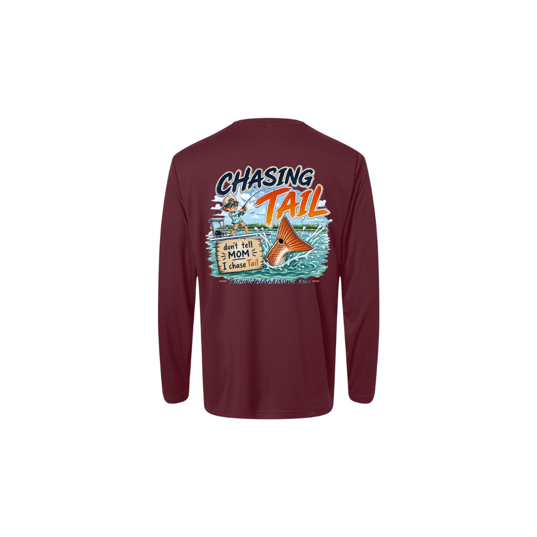 Youth Chasing Tail – Youth Long Sleeve in Burgundy - back view
