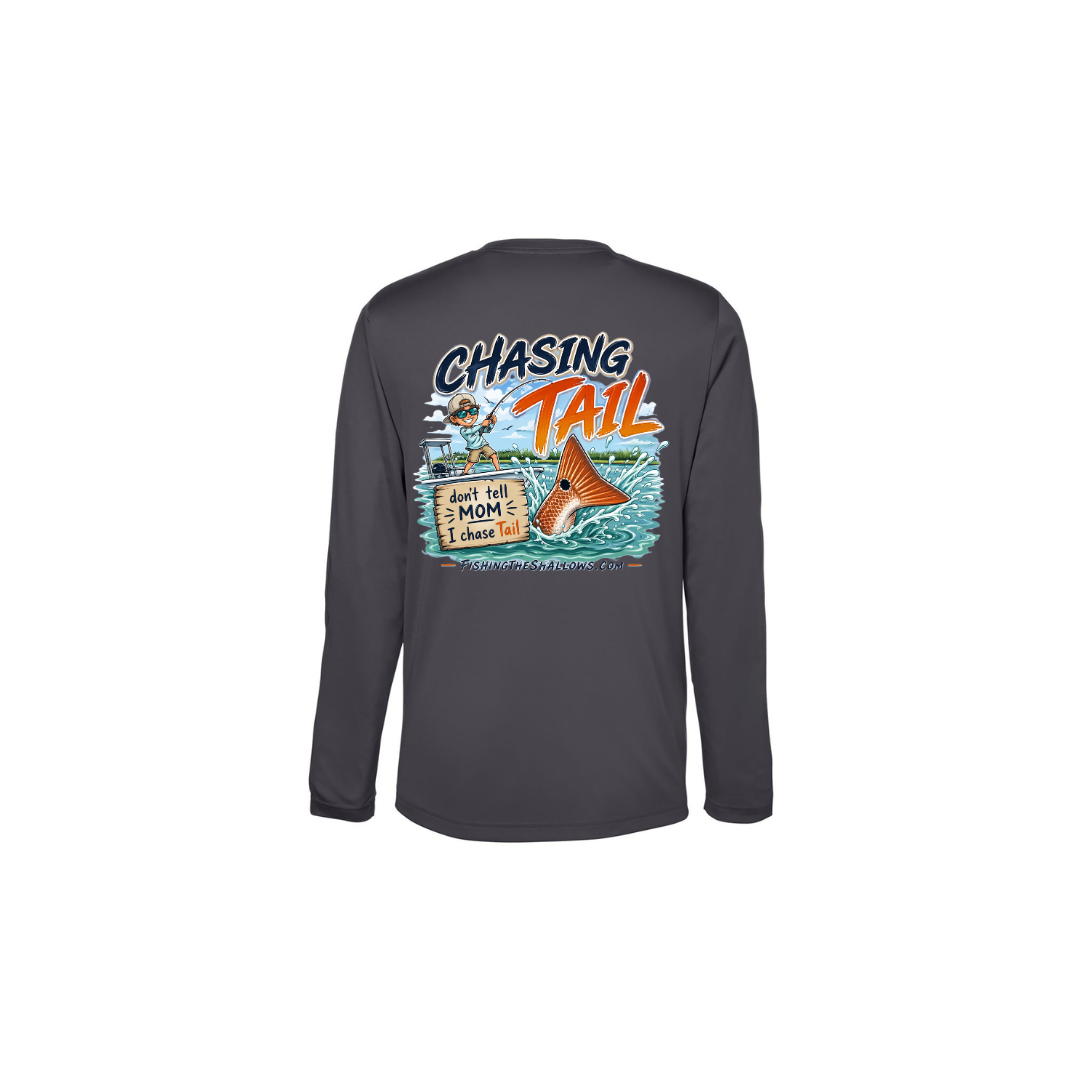 Youth Chasing Tail – Youth Long Sleeve in Carbon - back view