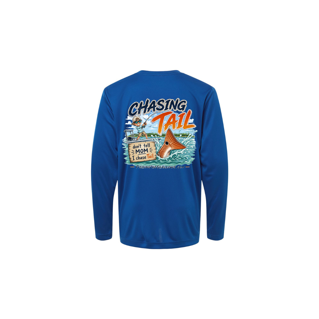 Youth Chasing Tail – Youth Long Sleeve in True Royal - back view