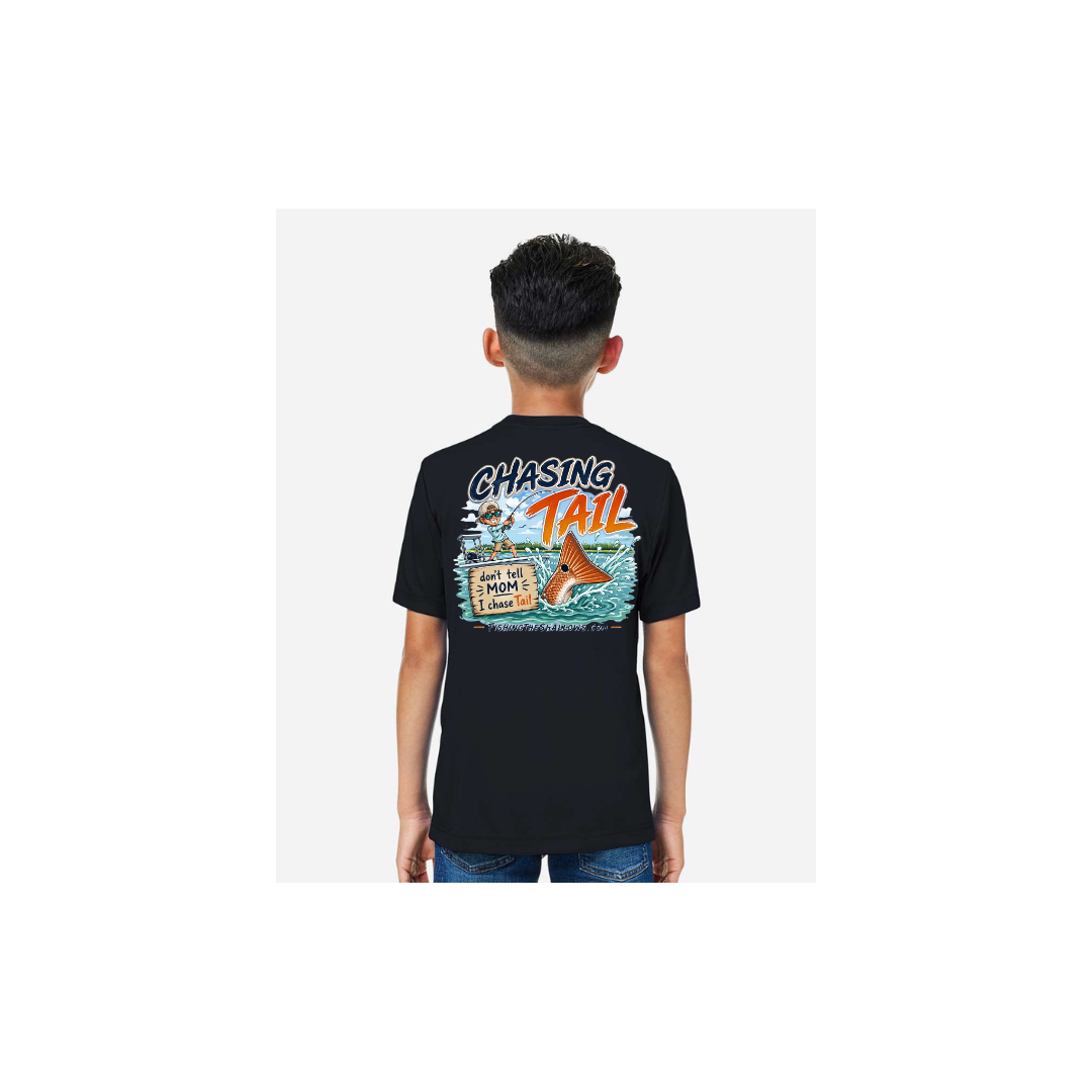 Youth Chasing Tail – Youth Short Sleeve in Black - back view