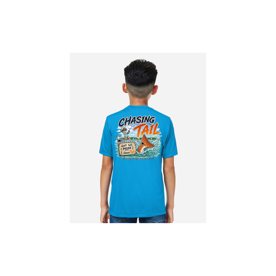 Youth Chasing Tail – Youth Short Sleeve in Electric Blue - back view