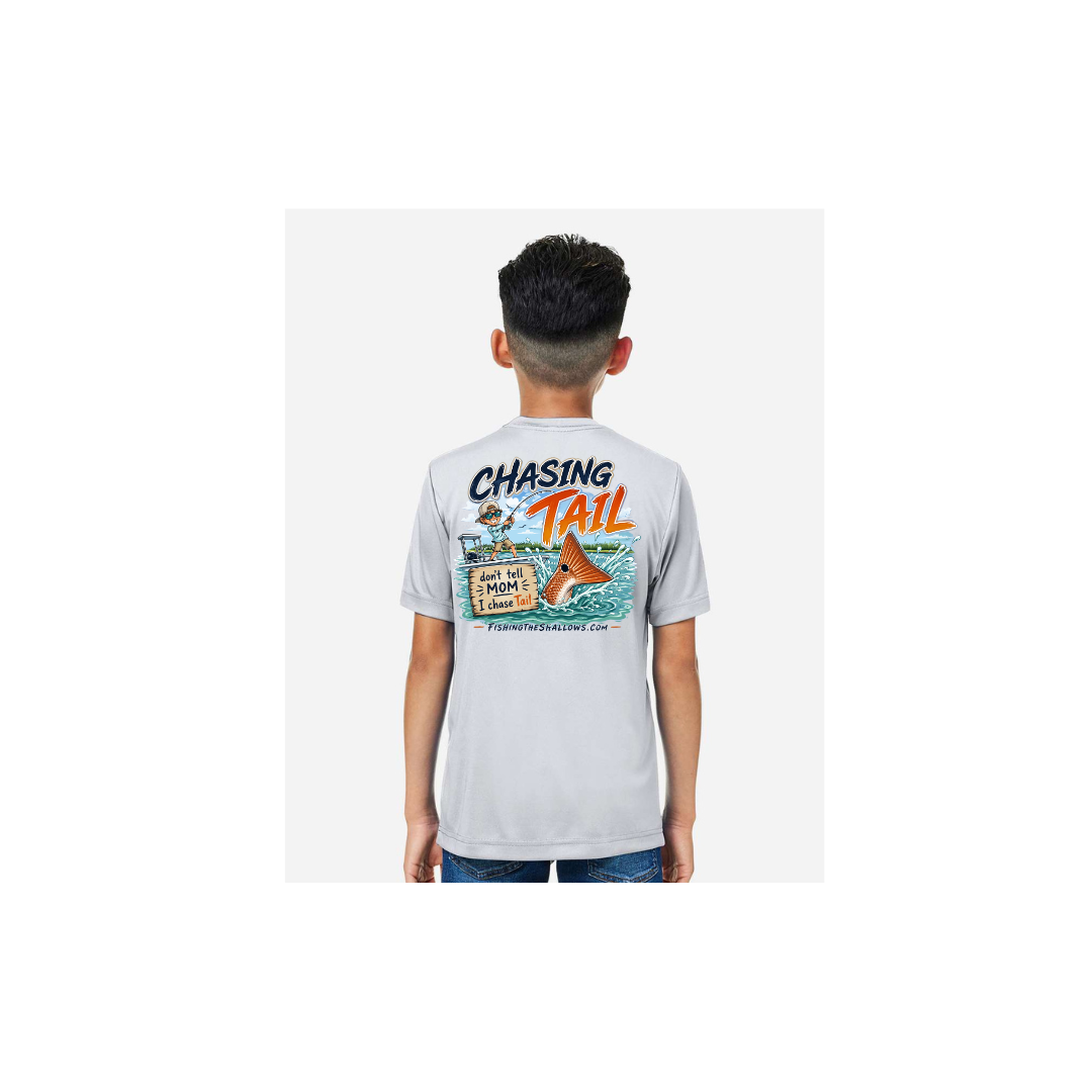 Youth Chasing Tail – Youth Short Sleeve in Platinum - back view