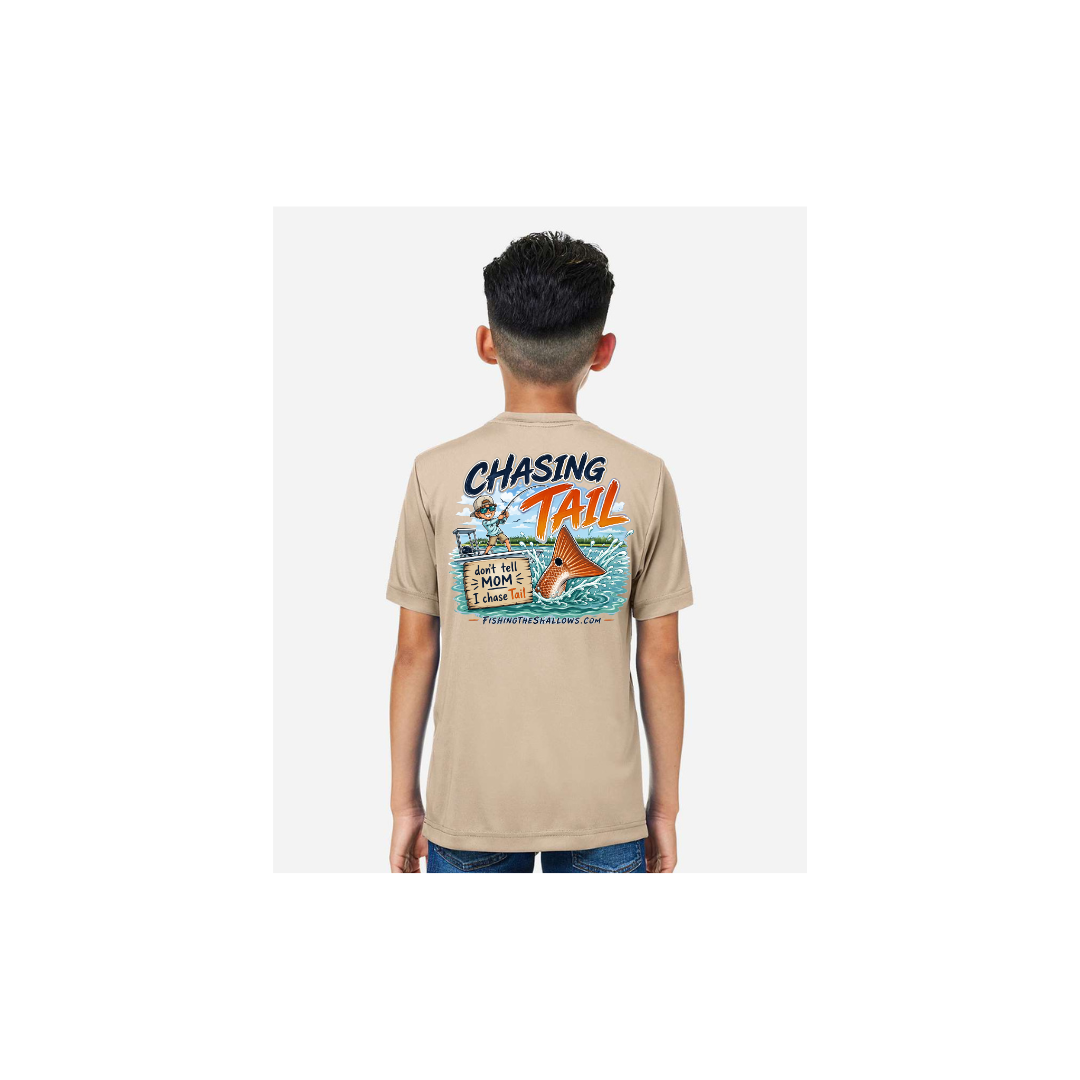 Youth Chasing Tail – Youth Short Sleeve in Stone - back view