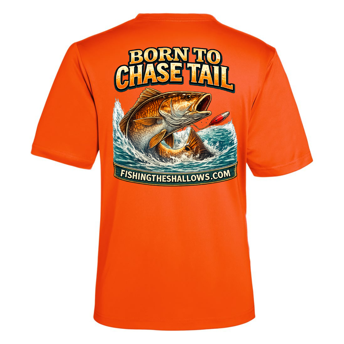 Born To Chase – Men's Short Sleeve — Campus Orange — Back