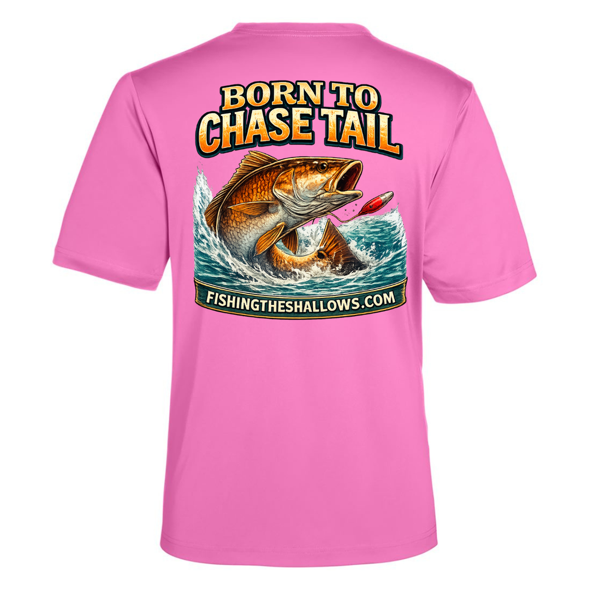 Born To Chase – Men's Short Sleeve — Charity Pink — Back