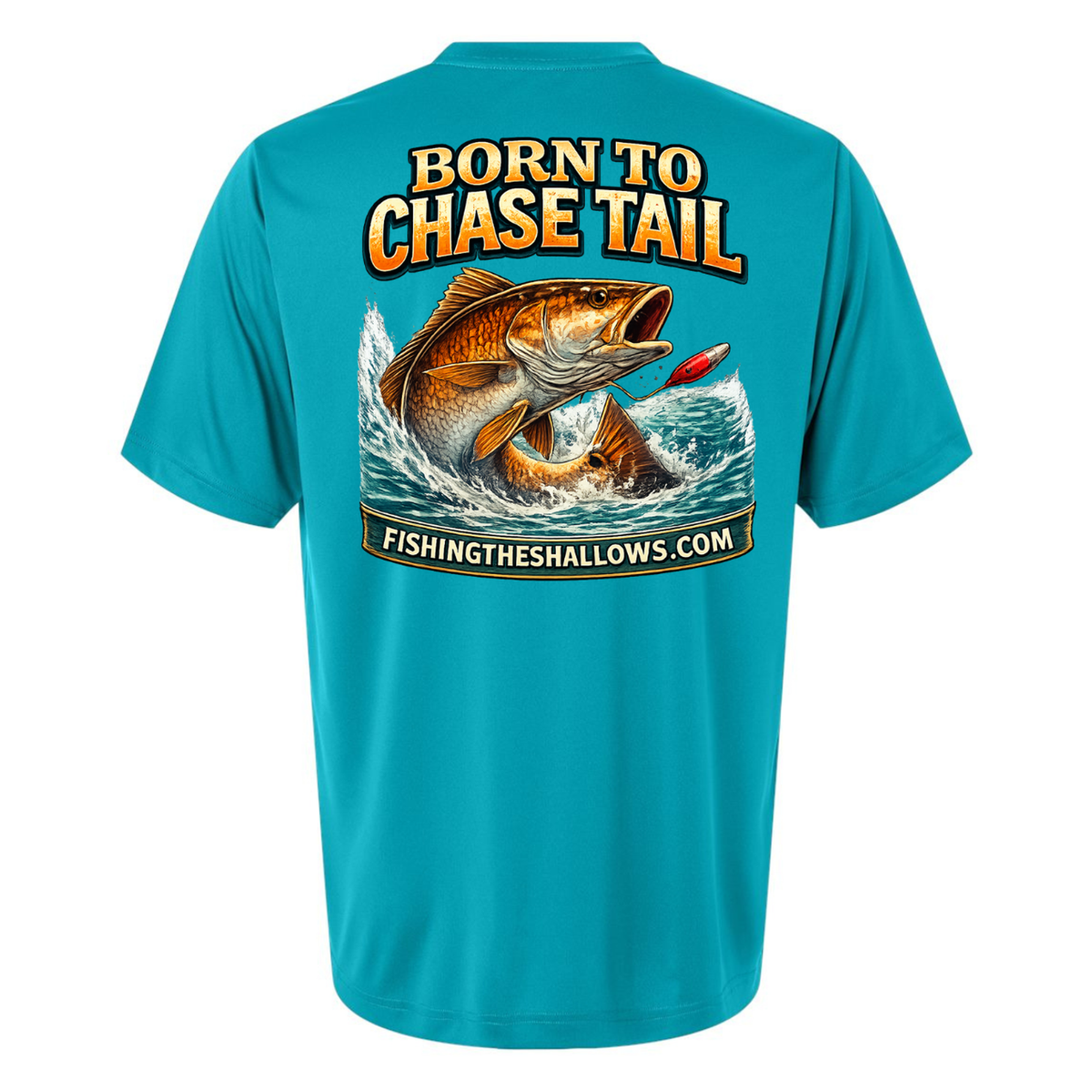 Born To Chase – Men's Short Sleeve — Clear Teal — Back