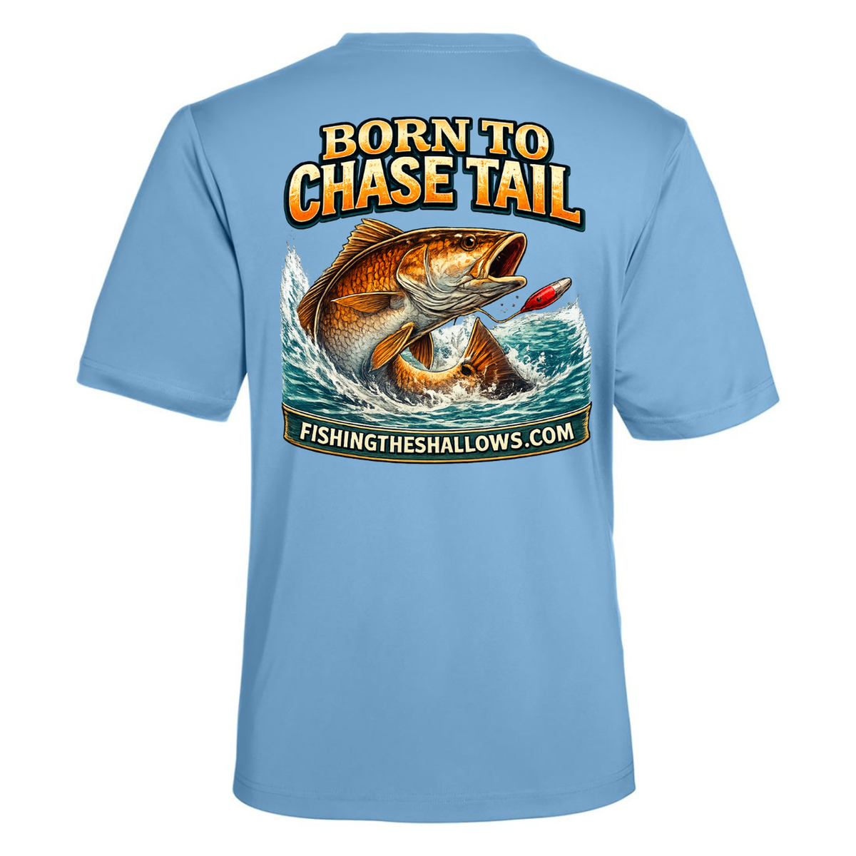 Born To Chase – Men's Short Sleeve — Columbia Blue — Back