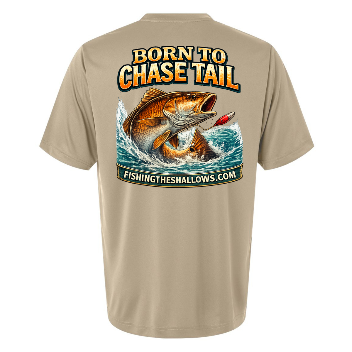 Born To Chase – Men's Short Sleeve — Desert Khaki — Back